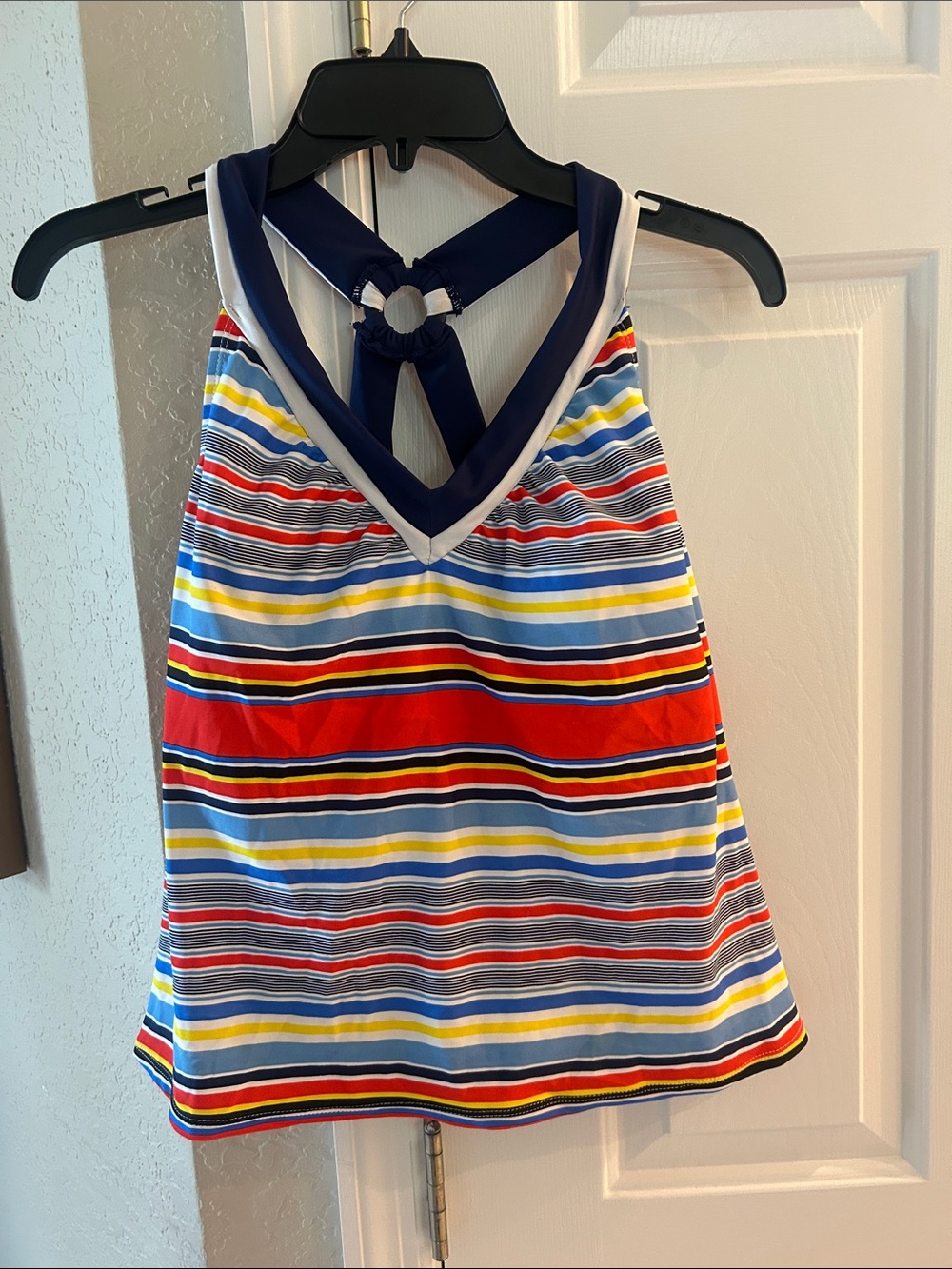 Striped Sleeveless bathing suit tank  in Red, Blue, Yellow
